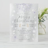 Schneeflocken Foto weiße Einladungskarte (Stehend Vorderseite)