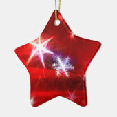 Schneeflocken-Fraktal in Rot Keramik Ornament (Links)