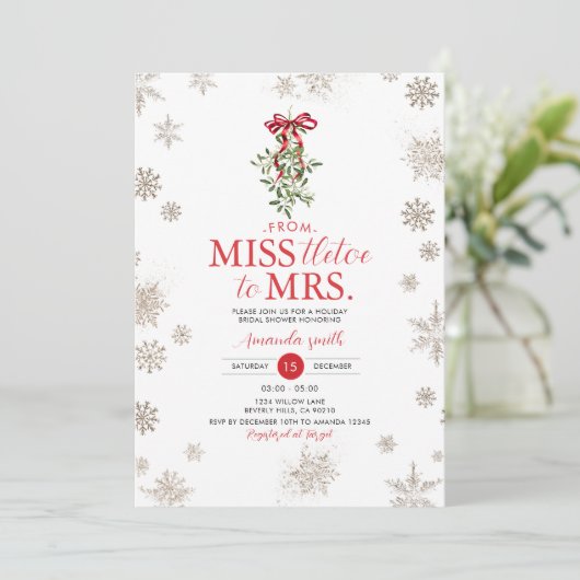 Schneeflocken Frau Brautparty das Wort erteilt Einladung (Stehend Vorderseite)