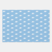 Schneeflocken, Freude und Weihnachtsbälle Blaues M Geschenkpapier Set (Vorderseite 2)