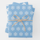 Schneeflocken, Freude und Weihnachtsbälle Blaues M Geschenkpapier Set (Beispiel)