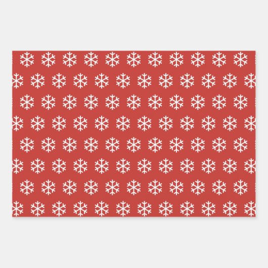 Schneeflocken, Freude und Weihnachtsbälle Rotes Mu Geschenkpapier Set (Vorderseite)