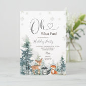 Schneeflocken Frische Pinien Landschaft Einladung (Stehend Vorderseite)