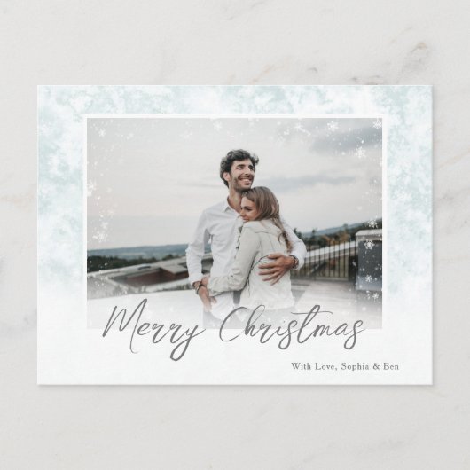 Schneeflocken Frohe Weihnachten Ein Foto Postkarte (Vorderseite)