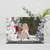 Schneeflocken Frohe Weihnachten Foto (Stehend Vorderseite)