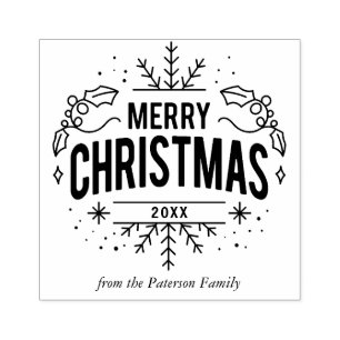 Schneeflocken "Frohe Weihnachten" Gummistempel