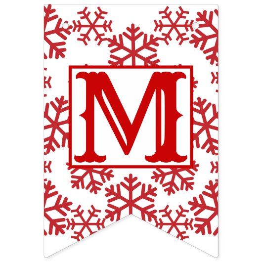 Schneeflocken Frohe Weihnachten Rot/Weiße Jagdfahn Wimpelkette (Zweite Fahne)