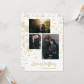 Schneeflocken Frohe Weihnachts-Foto-Familie Gold Karte (Vorderseite/Rückseite Beispiel)