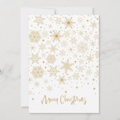 Schneeflocken Frohe Weihnachts-Foto-Familie Gold Karte (Rückseite)