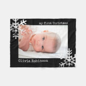 Schneeflocken für das erste schwarze Foto des Baby Fleecedecke (Vorderseite (Horizontal))
