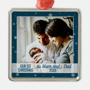 Schneeflocken für Mama und Papa Foto Ornament Aus Metall