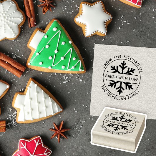 Schneeflocken gebacken mit Liebe Winter Weihnachts Gummistempel