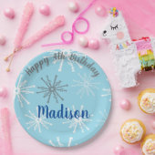 Schneeflocken, gefroren, zum Geburtstag glücklich, Pappteller (Party)