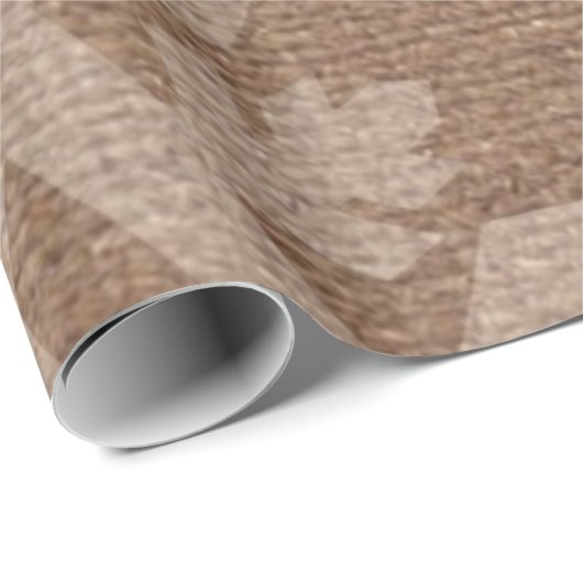 Schneeflocken gegen rustikale Leinwand - Geschenkpapier (Rolleneckpunkt)