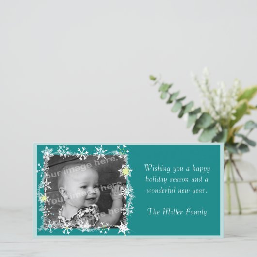 Schneeflocken Gerahmte Urlaubskarte Feiertagskarte (Stehend Vorderseite)