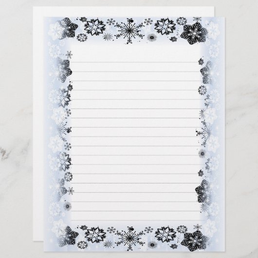 Schneeflocken Gerahmtes Schriftpapier (Vorne/Hinten)