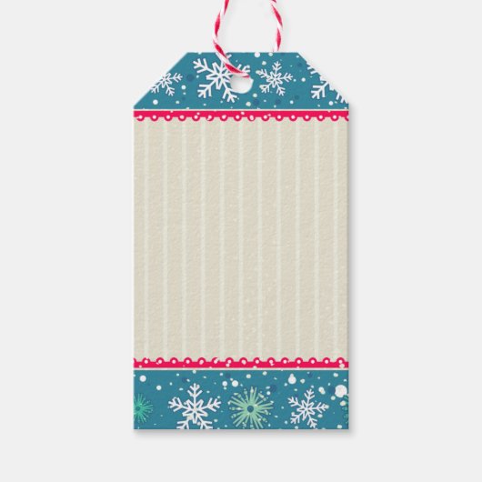 Schneeflocken & Geschenke Geschenkanhänger (Vorderseite)