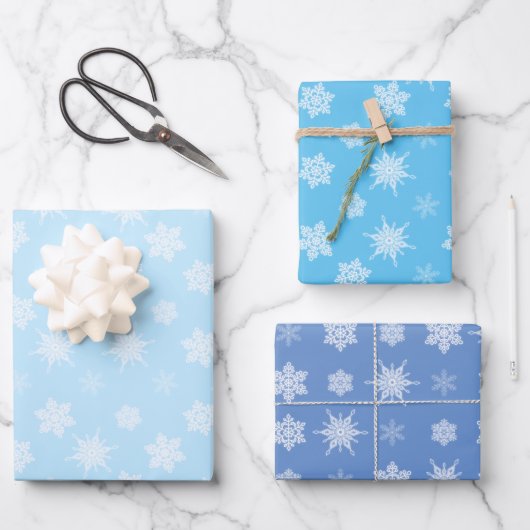 Schneeflocken Geschenkpapier Set (Vorderseite)