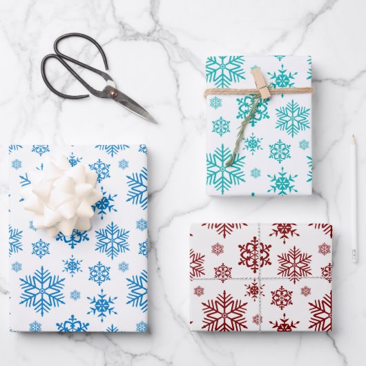 Schneeflocken Geschenkpapier Set (Vorderseite)