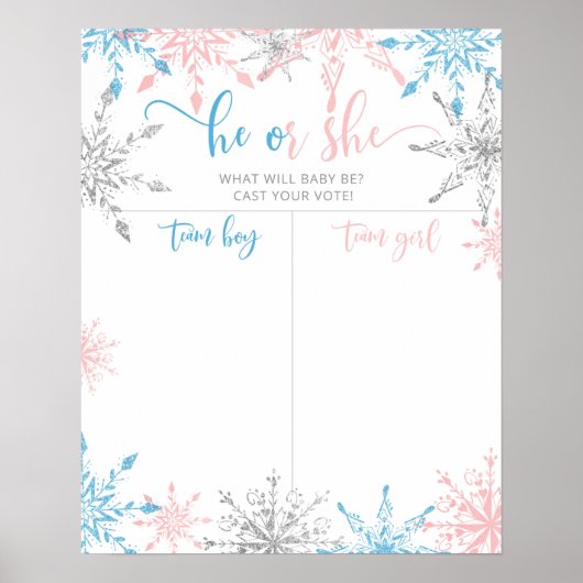 Schneeflocken Geschlecht offenbart Boy oder Girl C Poster (Vorne)