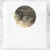 Schneeflocken glänzen goldene Creme elegant Runder Aufkleber (Tasche)