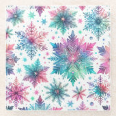 Schneeflocken Glasuntersetzer (Vorderseite)