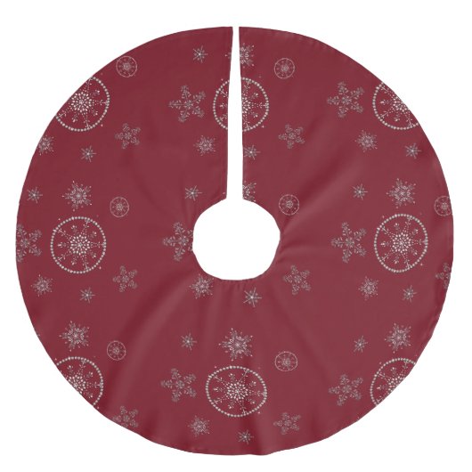Schneeflocken Glitzern Glitzer Roter Weihnachtssch Polyester Weihnachtsbaumdecke (Vorderseite)