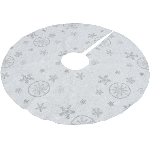 Schneeflocken Glitzern Glitzer Weißer Weihnachtssc Polyester Weihnachtsbaumdecke (Schrägansicht)