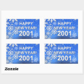 Schneeflocken glücklich Neues Jahr 2001 Rechteckiger Aufkleber (Blatt)