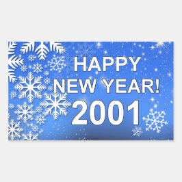 Schneeflocken glücklich Neues Jahr 2001 Rechteckiger Aufkleber