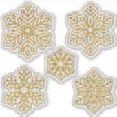 Schneeflocken Gold Glitzer Antikes Weiß Aufkleber (Vorderseite)