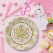 Schneeflocken Gold Glitzer Sparkone Pappteller (Party)