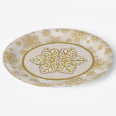 Schneeflocken Gold Glitzer Sparkone Pappteller (Schrägansicht)