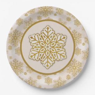 Schneeflocken Gold Glitzer Sparkone Pappteller