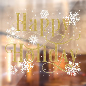 Schneeflocken Gold Happy Holiday, Store Fenster Ve Fensteraufkleber (Blatt 2)