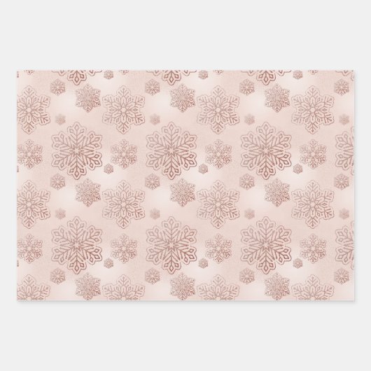 Schneeflocken Gold, Rosa, Silberer Glitzer Sparkor Geschenkpapier Set (Vorderseite 2)