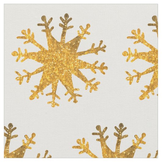 Schneeflocken Gold Stoff (Nahaufnahme)
