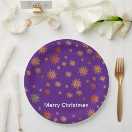 Schneeflocken, goldene Schneeflocken, Abendplatte Pappteller