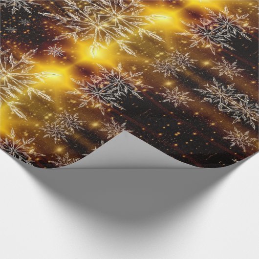 Schneeflocken goldener Winter Geschenkpapier (Ecke)