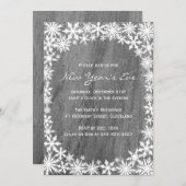 Schneeflocken & Granite Neujahrsfeierliche Einladu Einladung (Vorne/Hinten)