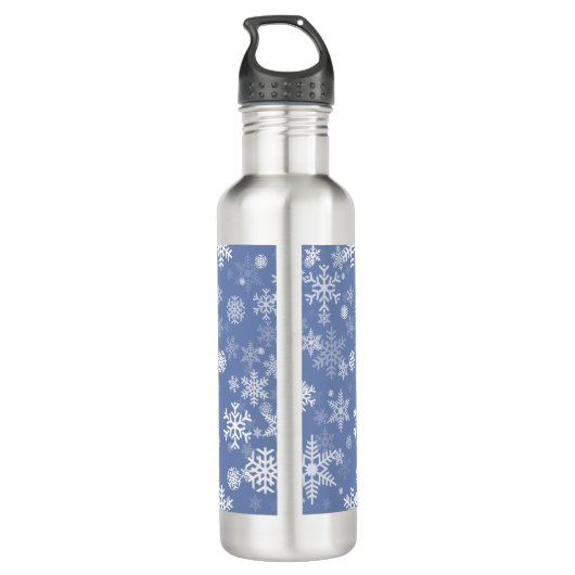 Schneeflocken Graphic Customize Color Background a Edelstahlflasche (Rückseite)