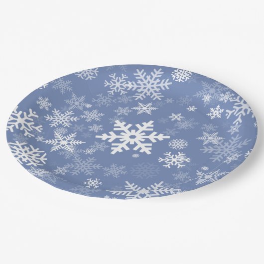 Schneeflocken Graphic Customize Color Background a Pappteller (Schrägansicht)
