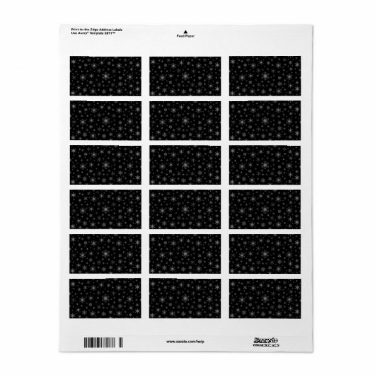 Schneeflocken - Grau auf schwarz Adressaufkleber (Vorne)