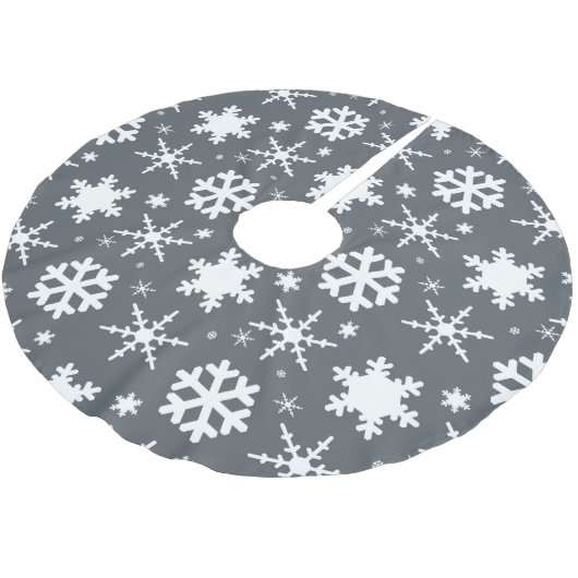 Schneeflocken grau polyester weihnachtsbaumdecke (Schrägansicht)