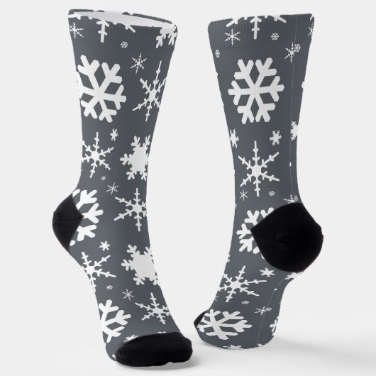 Schneeflocken Grau Socken (Gewinkelt)
