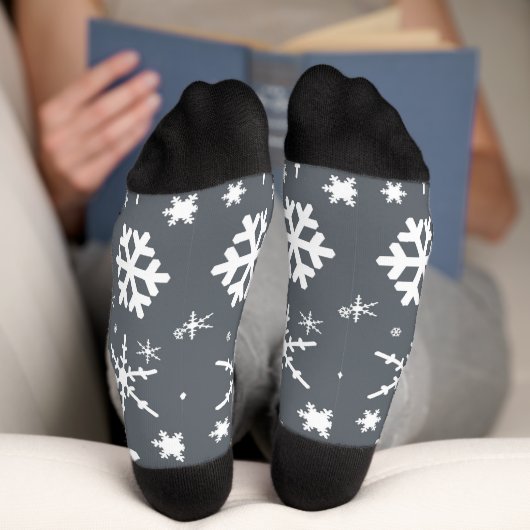 Schneeflocken Grau Socken (Unterseite)