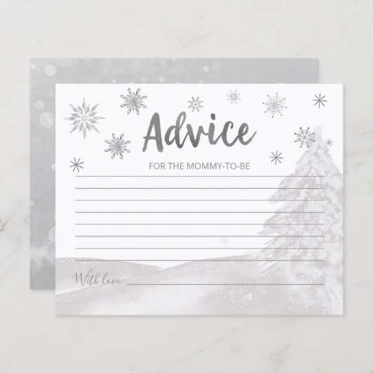 Schneeflocken Graue Babyduschenberater Karten (Vorne/Hinten)