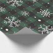 Schneeflocken Green Black Buffalo Kariert Geschenkpapier (Ecke)