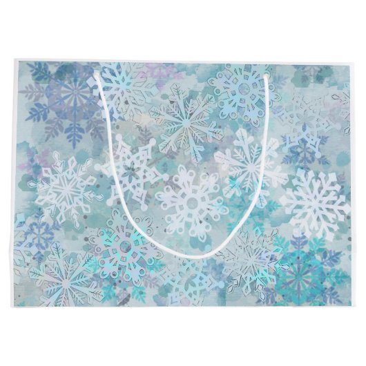 Schneeflocken Große Geschenktasche Große Geschenktüte (Rückseite)