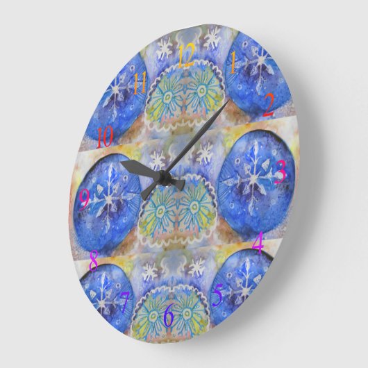 Schneeflocken Große Wanduhr (Winkel)